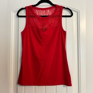 NWT EXPRESS Vibrant Red Sleeveless Top with Lace Accent